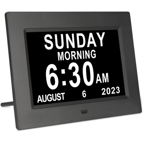 Horloge Numérique Jour Date Heure Pour Personnes Âgées 17,8 Cm[REV691324]