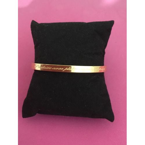 Bracelet Jonc Doré, Inscription Des 2 Côté - 5 Mm De Largeur