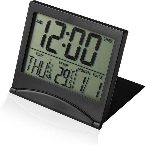 Réveil Numérique De Voyage Avec Écran Lcd, Horloge De Bureau Pliable Avec Indication Du Jour, De La Date Et De La Température, Fonctionne À Piles, Petit Réveil Numérique Pour Table[REV690963]