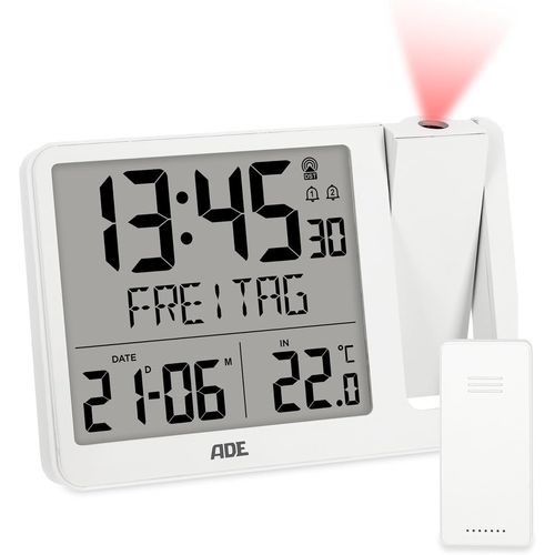 Réveil Radio Piloté Avec Projection Horloge Numérique Avec Capteur Extérieur | Affichage De La Température, Date Et Jour De La Semaine En Français | Câble D'Alimentation Inclus |[REV690221]