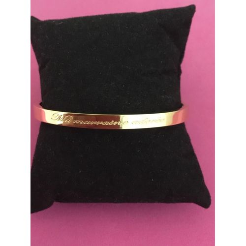 Idée Cadeau 🎁 Bracelet Jonc Doré,Inscription Des 2 Côté Ma Marraine Adorée, 5 Mm De Largeur, Livré Avec Sa Pochette Cadeau 