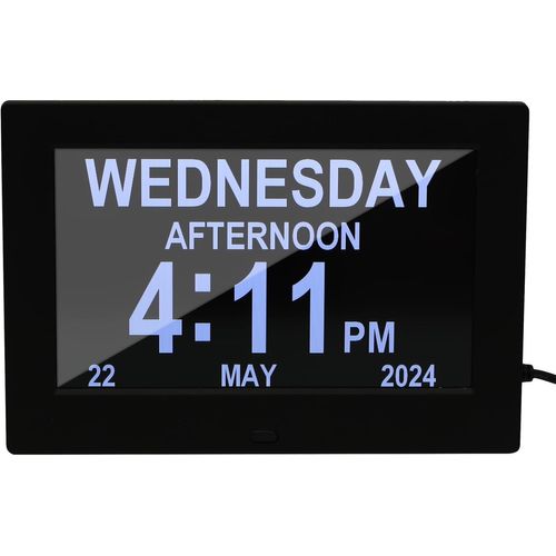 Grande Horloge Numérique Avec Calendrier Et Date De 17,8 Cm Avec Jour Et Date Pour Les Personnes Âgées, Montre Alzheimer Avec 12 Options D'Alarme Pour Personnes Âgées, Malvoyantes,[REV690840]