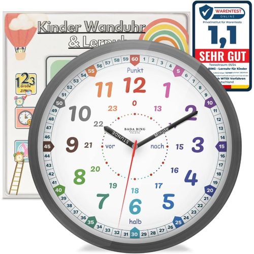 Montessori Horloge Murale Pour Enfants Horloge D'Apprentissage Sans Tic-Tac Horloge Analogique Pour Apprendre À Lire L'Heure - Décoration Pour Chambre D'Enfant Horloge Murale[REV691785]
