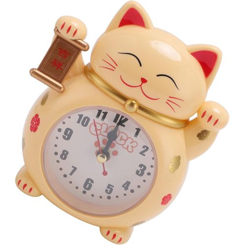 Horloge De Chat Chanceux Avec Chronométrage Précis, Horloge De Bureau De Chat Chanceux, Réveil D'Enfants D'Étudiant De Chat Chanceux, Réveil De Chat De Bonne Chance De Dessin[REV691060]