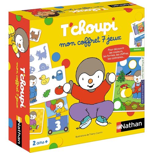Nathan - Mon Coffret 7 Jeux T'choupi , Coffret Educatif , Activités Ecole Maternelle Et Apprentissage , 7 Jeux Pour Enfant Dès 2 Ans , Mémo, Loto, Jeu Des Couleurs, Chiffres, Contraires, Ass.[E3932]