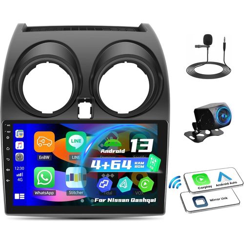 4+64G Android 13 Autoradio Pour Nissan Qashqai J10 2006-2013 Avec Carplay Android Auto Sans Fil, 9\U201C Ips Écran Tactile Radio Avec Gps Wifi Lien Miroir Bluetooth Fm/Rds Eq Swc C[VIT691101]