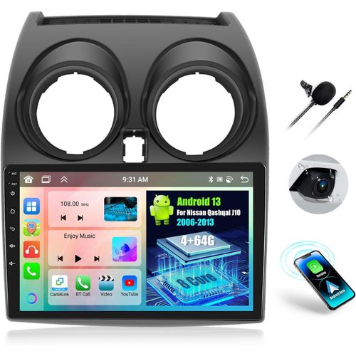 4+64G/8 C?urs Android 13 Autoradio Pour Nissan Qashqai J10 2006-2013 Avec Carplay Android Auto Sans Fil, 9¿ Ips Écran Tactile Avec Gps Wifi Bluetooth Fm/Rds Dsp Eq Swc Caméra De Re[VIT691095]