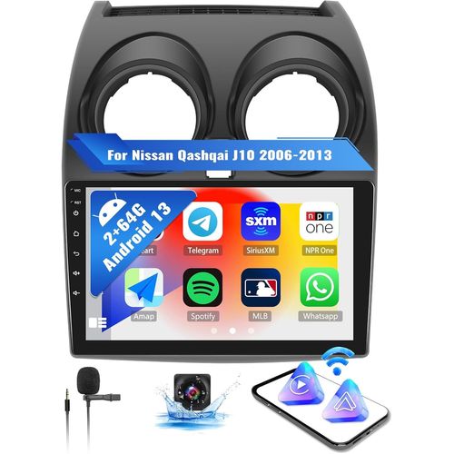 2+64g Android 13 Autoradio Pour Nissan Qashqai J10 2006-2013 Avec Carplay Android Auto Sans Fil, 9\U201c Écran Tactile Autoradio Avec Navi Lien Miroir Wifi Bluetooth Fm Rds Eq Swc [Vit691099]