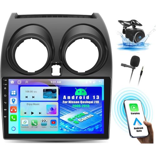 6+128G/8 C?urs Android 13 Autoradio Pour Nissan Qashqai J10 2006-2013 Avec Carplay Android Auto Sans Fil, 9\U201C Ips Écran Tactile Avec Gps Wifi Bluetooth Fm/Rds Dsp Eq Swc + Camé[VIT691098]