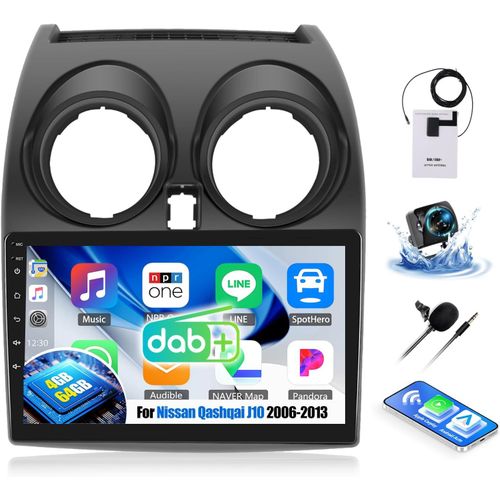 4+64G/8 C?urs Android 13 Dab Autoradio Pour Nissan Qashqai J10 2006-2013 Avec Carplay Android Auto Sans Fil, 9\U201C Ips Écran Tactile Avec Gps Wifi Bluetooth Fm/Rds/Dab Dsp Eq Swc[VIT691100]