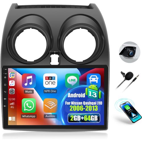 2G+64G Android 13 Autoradio Pour Nissan Qashqai J10 2006-2013 Avec Carplay Android Auto Sans Fil, 9\U201C Ips Écran Tactile Radio Avec Gps Wifi Lien Miroir Bluetooth Fm/Rds Eq Swc [VIT691096]