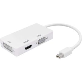 Adaptateur Mini Dp 3-En-1 Vers Hdmi, Dvi, Vga Convertisseur Mini Displayport 1.2 4K, Ports Thunderbolt Et Thunderbolt 2 Compatibles Pour Macbook, Pc, Projecteur, Surface Pro[VIT693381]