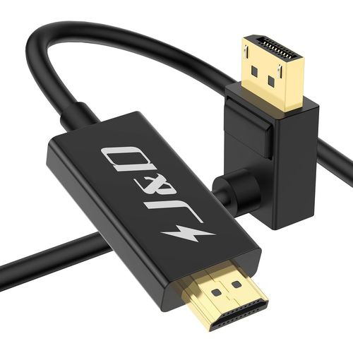 Câble Displayport Vers Hdmi 4K Incliné, 4K@60Hz 2K@120Hz, Câble Dp Vers Hdmi Unidirectionnel Compatible Avec Amd Nvidia Ordinateur De Bureau Ordinateur Portable Projecteur Tv, 2 Mè[VIT693424]