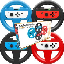 Multi Pack Des 4 Volants Pour Kart Sur Nintendo Switch [Pack Comprenant: 1* Volant Rouge + 1* Volant Bleu + 2* Volants Noir] (La Console Et Les Manettes Joy-Con Ne Sont Pas Incluse[Vit694007]