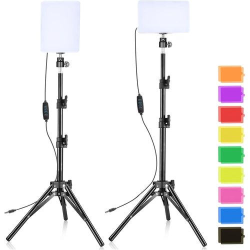Eclairage Video Led 2-Pack Usb Lumière Photo 6500K Key Light Avec 9 Filtres De Couleur, Trépied Réglable Pour Photographie Vidéo Youtube Streaming[VIT693827]