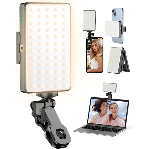 3000 Mah Lumière Téléphone Pour Selfie Led Avec Clip, Lampe Video Avec 120 Led Photo Rechargeable Et 3 Modes D'Éclairage Ajustés Pour Téléphone/Iphone/Video/Laptop/Vidéoconférence/[VIT694029]