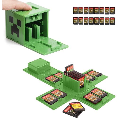 Étui Pour Carte Mémoire Nintendo Switch, Porte-Carte De Jeu Vidéo Avec 16 Emplacements Pour Cartes De Jeu (Luigi Vert)[Vit695009]