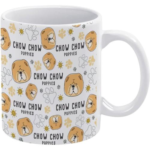 Tasse A Cafe En Forme De Chien Mignon Chow Tasse En Ceramique Pour Animaux De Compagnie Tasses A Cafe Blanches 11oz Pour Le Bureau Et La Maison