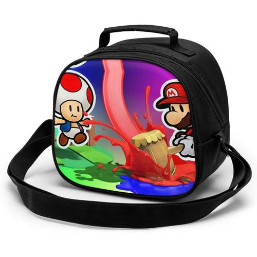 Mario Sac de repas pour enfants Sac fourre-tout isotherme thermique avec bandoulière Bento portable étanche, boîte de rangement des aliments chauds, boîte à déjeuner pour enfants pour l'école