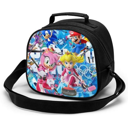 Mario Sac de repas pour enfants Sac fourre-tout isotherme thermique avec bandoulière Bento portable étanche, boîte de rangement des aliments chauds, boîte à déjeuner pour enfants pour l'école