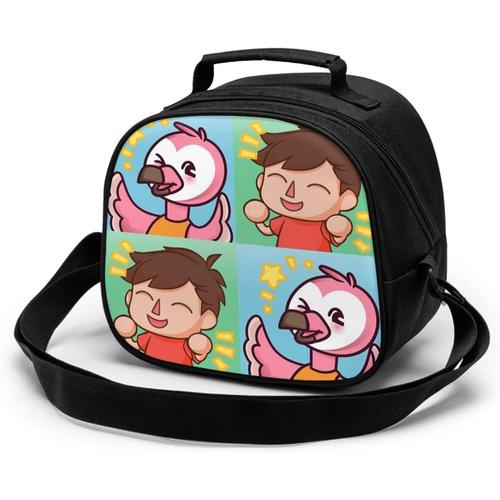 Sac de repas pour enfants Get Noob Cooler Sac fourre-tout à déjeuner isotherme avec bandoulière Bento portable étanche, boîte à déjeuner réutilisable pour aliments chauds pour enfants - Noir