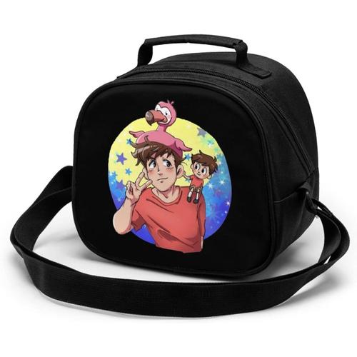 Sac de repas pour enfants Get Noob Cooler Sac fourre-tout à déjeuner isotherme avec bandoulière Bento portable étanche, boîte à déjeuner réutilisable pour aliments chauds pour enfants - Noir