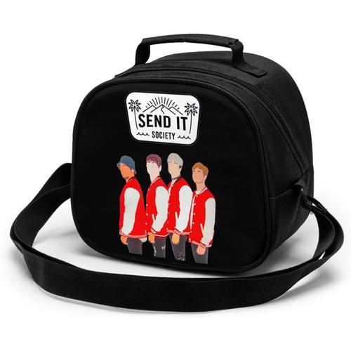 Bando Bro Sac repas pour enfants - Sac fourre-tout isotherme thermique avec bandoulière - Bento portable étanche - Réutilisable - Boîte à déjeuner pour enfants - Noir