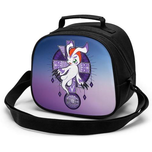 Digimon Crest Of Reliability Gomamon Sac de Repas pour Enfants Refroidisseur Sac fourre-Tout à Lunch isolé Thermique étanche Portable Bento, boîte à Lunch réutilisable pour Aliments Chauds pour Enfants