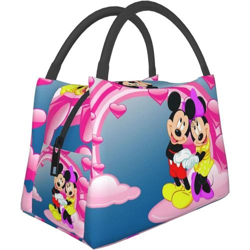 Sac à lunch isotherme portable Mickey et Minnie Mouse, sac de pique-nique fourre-tout réutilisable, boîte à lunch, sac isolant portable, boîte isolée, pour le travail scolaire et le bureau