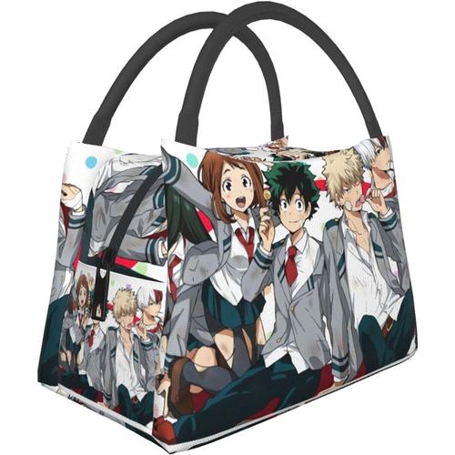 My Hero Academia Sac à déjeuner portable imperméable et résistant à la chaleur pour homme et femme avec fermeture éclair isolante, pour la maison et l'extérieur.