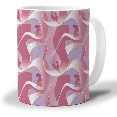 Tasse A Cafe Lapin Rose 330ml, Tasse A The De Bureau A Rayures Violettes, Lapin Geometrique Abstrait, Cadeaux D'anniversaire Amusants