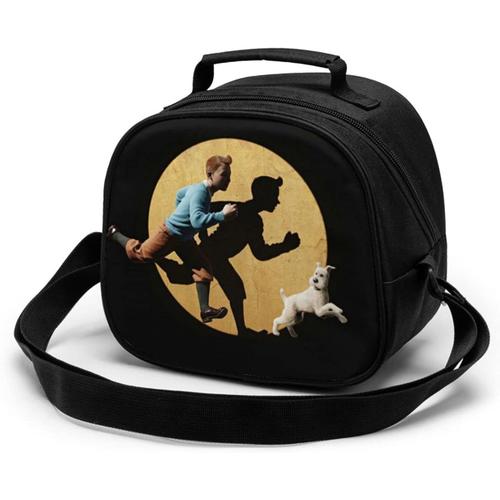 Adventures Tintin Sac de repas pour enfants réutilisable, étanche et résistant à la chaleur, sac à déjeuner isotherme portable, boîte à déjeuner isotherme pour étudiant travailleur