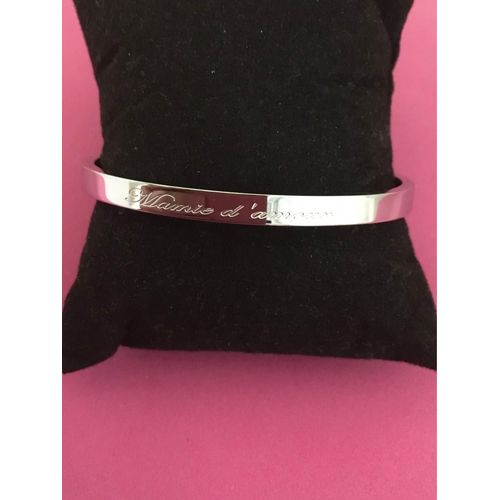 Idée Cadeau 🎁 Bracelet Jonc Argent,Inscription Des 2 Côté Mamied¿Amour, 5 Mm De Largeur, Livré Avec Sa Pochette Cadeau 
