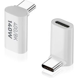 Usb C À 90 Degrés (Lot De 2), Extension Usb C Mâle Vers Femelle Pd 140W, Adaptateur Usb C Vers Usb C Avec Affichage Vidéo 8K@60Hz, Compatible Avec Thunderbolt 4/3, Macbook Pro/Air[VIT695375]