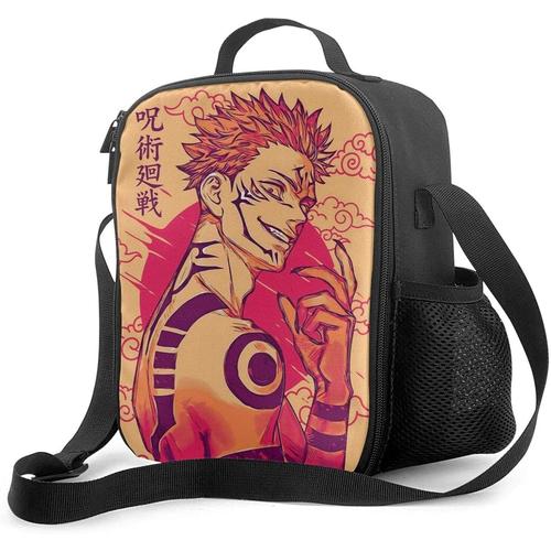 Yuji Itadori Demon Boîte à lunch portable avec doublure isolée rembourrée Sac à lunch Refroidisseur thermique Réutilisable Stockage des aliments chauds avec étoile d'épaule pour adultes et enfants