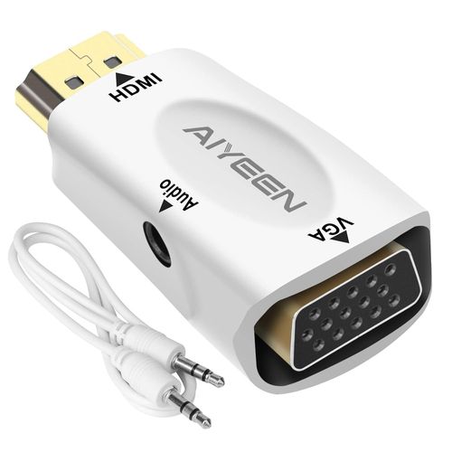 Adaptateur Hdmi Vers Vga, Adaptateur Hdmi Mâle Vers Vga Femelle 1080P Avec Câble Jack Audio 3.5Mm Compatible Avec Moniteur, Portable, Ordinateur, Projecteur, Hdtv, Ch Book Et Plus [VIT691115]