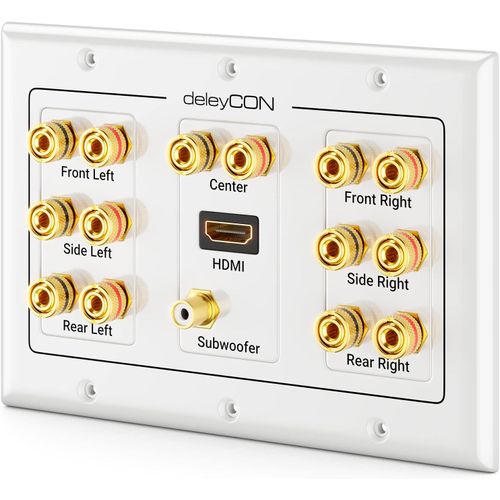 Prise Murale Multimédia Haut-Parleur Enceinte Boîtier De Raccordement Plaque Murale Avec Prises Banane & 1 Prise Hdmi Pour Surround Sound System 7.1 Et Subwoofer Home Cinéma[VIT691012]