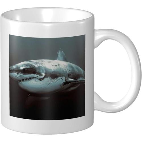 Grande Tasse A Cafe En Ceramique Great White Shark, Grande Tasse A The Pour Le Bureau Et La Maison, Tasse Cadeau De 11 Oz Pour Femmes Et Hommes