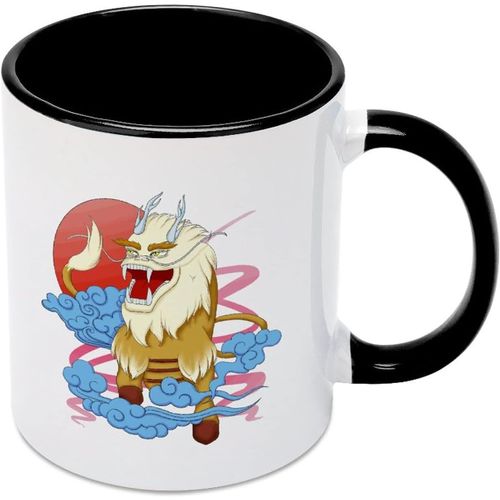 Tasse A The Et Cafe En Ceramique De 330ml, Avec Interieur Colore Et Poignee, Design Mignon Kirin, Mythologie Chinoise, Peinture Artistique 11 F