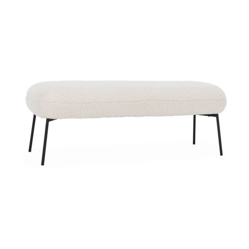 Banc. Bout De Lit Avec Revêtement Bouclette. Pieds En Métal Noir