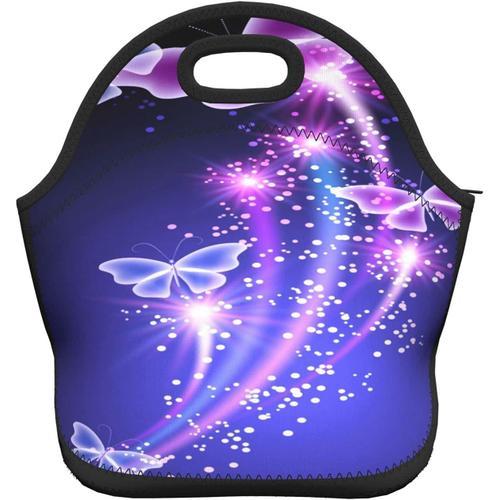 Dream Catcher Star Sky Lunch Bag Keep Warm Portable Tote -Purple Butterfly