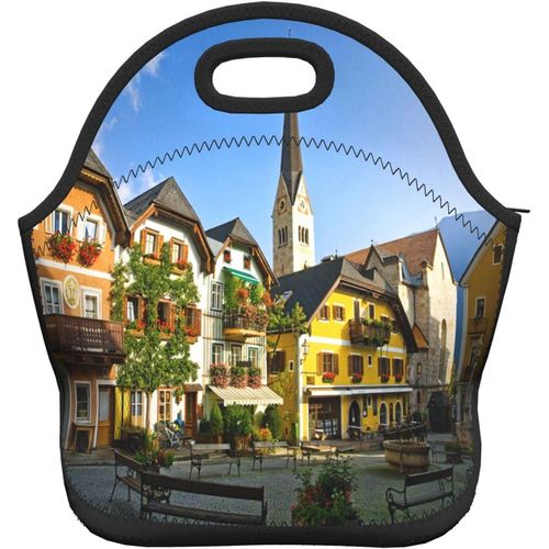 Sac à bento portable avec paysage de belle plage - Organisateur étanche - Belle ville avec vue sur le lac