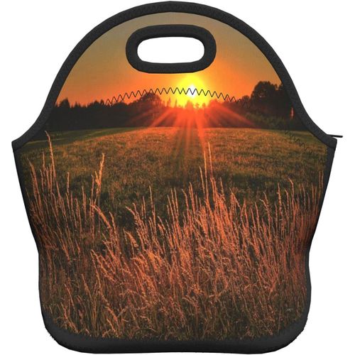 Beautiful Sea Wave Portable Bento Bag Outdoor - Sac fourre-tout étanche pour le déjeuner - Belle vue sur la campagne