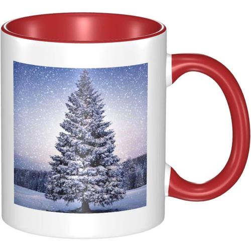 Tasse Changeante De Couleur D'arbres De Flocon De Neige D'hiver De Nature, Tasse De The En Ceramique De Nouveaute Pour Le Cadeau De Filles De Femmes 330ml Rouge