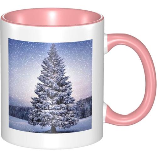 Tasse Changeante De Couleur D'arbres De Flocon De Neige D'hiver De Nature, Tasse De The En Ceramique De Nouveaute Pour Le Cadeau De Filles De Femmes 330ml Rose