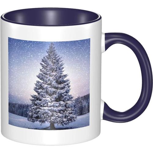 Tasse Changeante De Couleur D'arbres De Flocon De Neige D'hiver De Nature, Tasse De The En Ceramique De Nouveaute Pour Le Cadeau De Filles De Femmes 330ml Bleu Marine