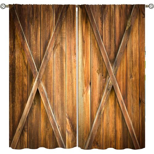Rideaux De Porte En Bois Retro, Tringle En Bois Rustique, Rideau En Bois Marron Retro, Chambre A Coucher Rurale, Salon