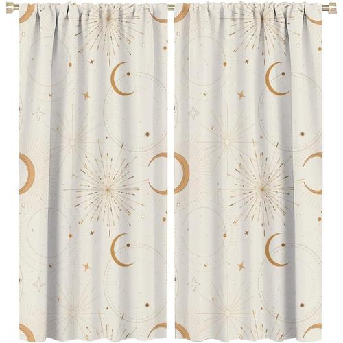 Rideaux Occultants Etoile Lune, Design Simple Et Frais, Style Bebe Fille, Decoration De Chambre D'enfant, Draperies De Fenetre A Poche A Tringle