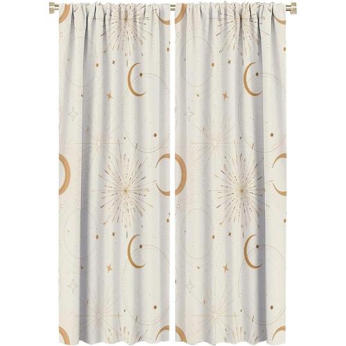 Rideaux Occultants Etoile Lune, Design Simple Et Frais, Style Bebe Fille, Decoration De Chambre D'enfant, Draperies De Fenetre A Poche A Tringle