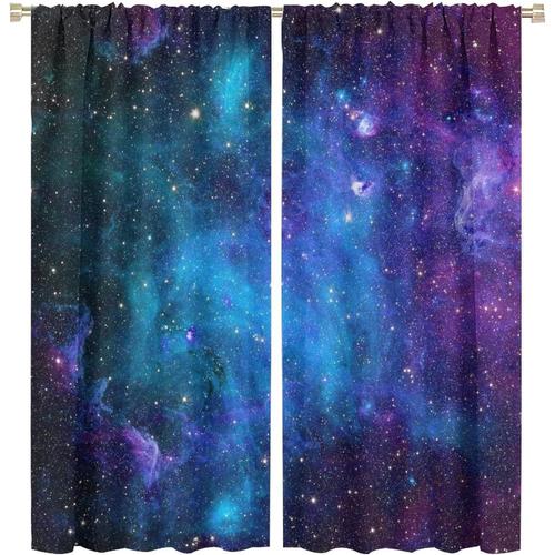 Rideaux De L'espace Extra-Atmospherique, Galaxie, Univers, Planetes, Fantaisie Magique, Nebuleuse Etoilee, Passe-Tringle, Rideaux De Fenetre Occultants Pour Decoration De Chambre A Coucher Et De Salon